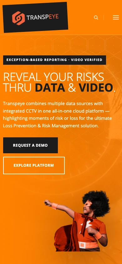 The rebuilt Transpeye website shown on mobile